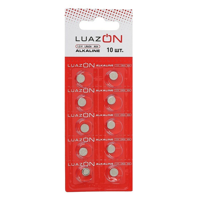 Batteria alcalina Luazon, AG4, LR626, blister, 10 pz,