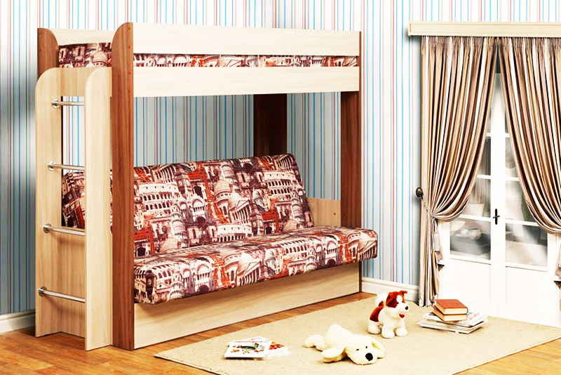 Loft ágy kanapéval: modern modellek, ötletek és rajzok