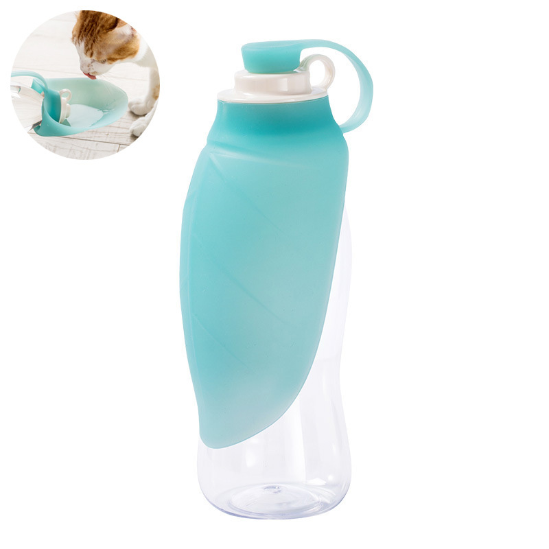 Ml kaasaskantav lemmikloomade veepudel silikoonlehega lemmiklooma koera pudelikauss