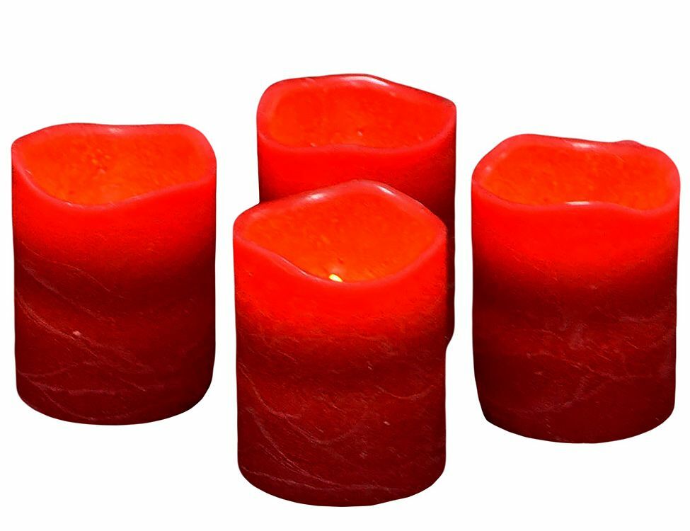 Ein Set batteriebetriebene Kerzenlampen Festlicher Abend 6,5 * 5 cm rot 4 Stück 372649