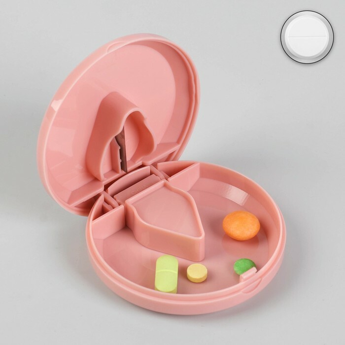 Tabletkasse med tabletskærer, 1 sektion, MIX farve