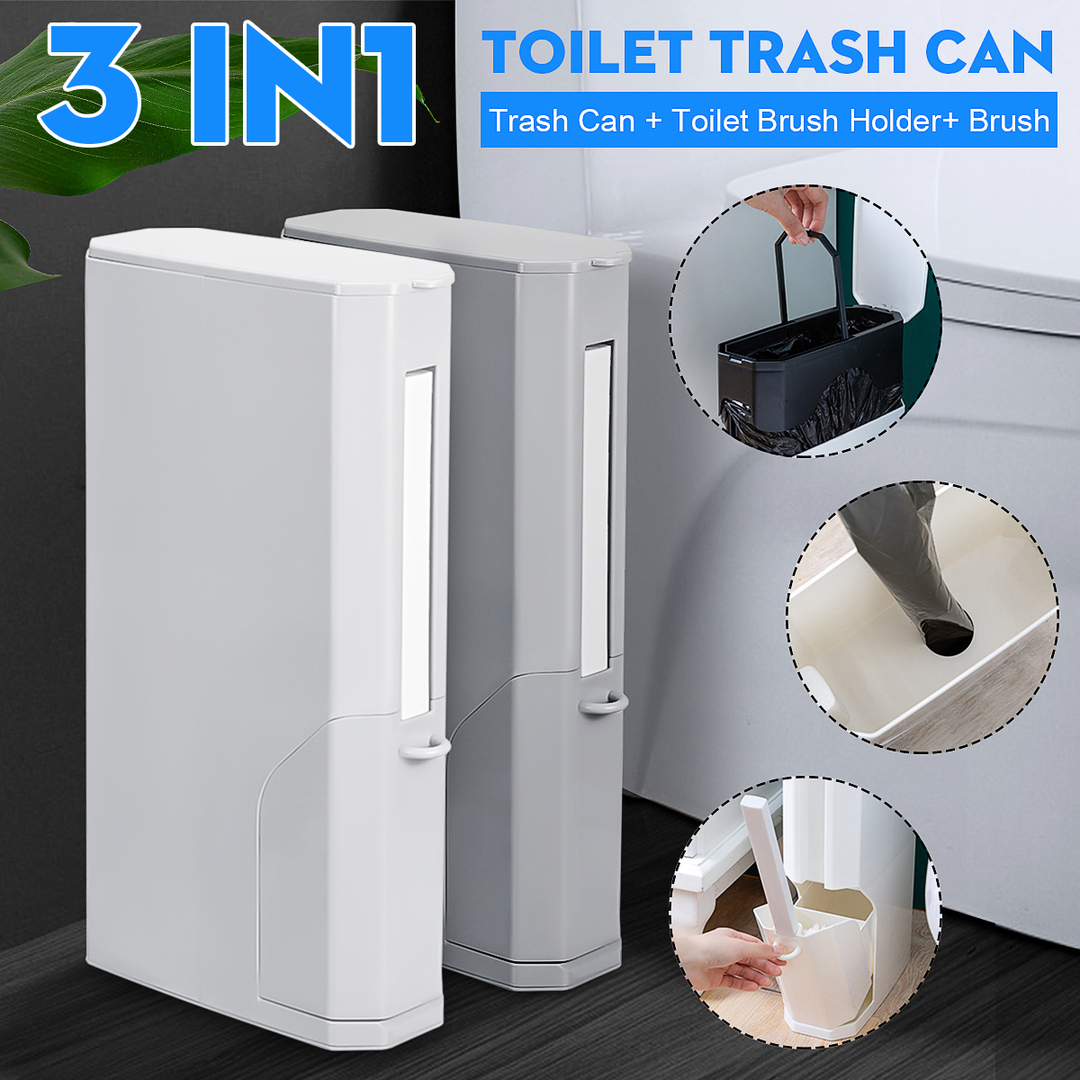 1 10L Dar Çöp Kutusu Tuvalet Fırçalı Banyo Çöp Kovaları Atık Çöp Kovası