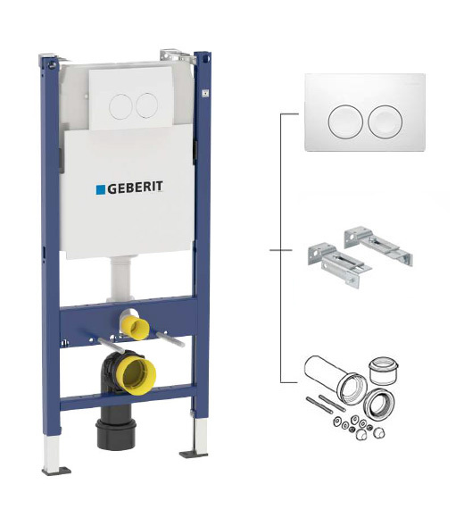 Sistema de instalação de sanita Geberit Duofix Plattenbau Delta 51 3 em 1 com placa de descarga 458.122.11.1