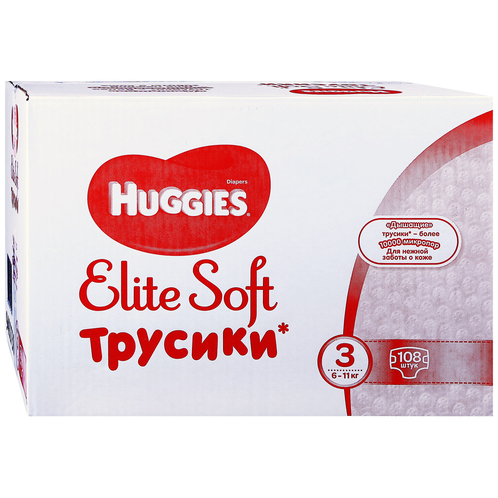 Huggies Elite Soft 3 broekluiers (6-11 kg, 108 stuks)