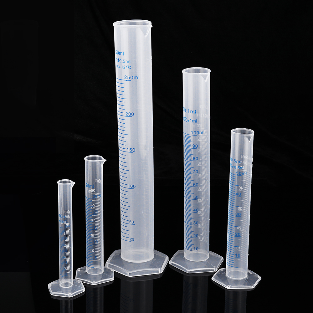 Pcs 10/25/50/100 / 250ml Tubo de Cilindro de Plástico Béquer Escala de Béqueres de Laboratório