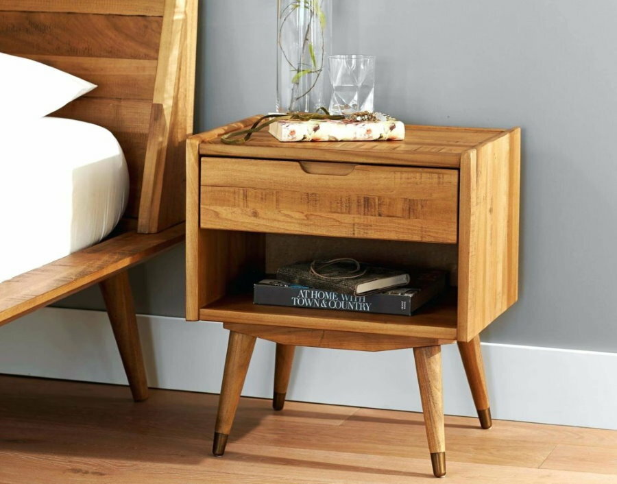Retro style wooden bedside table