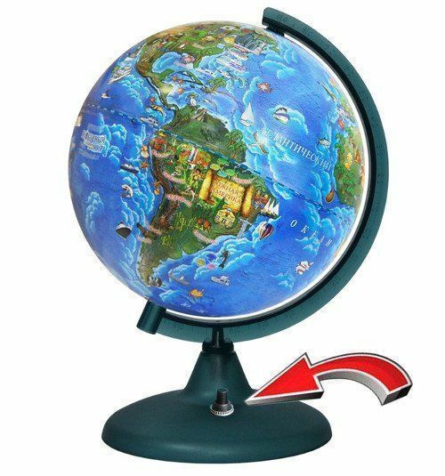 Globe terrestre, pour enfants, avec rétroéclairage à piles, 210 mm