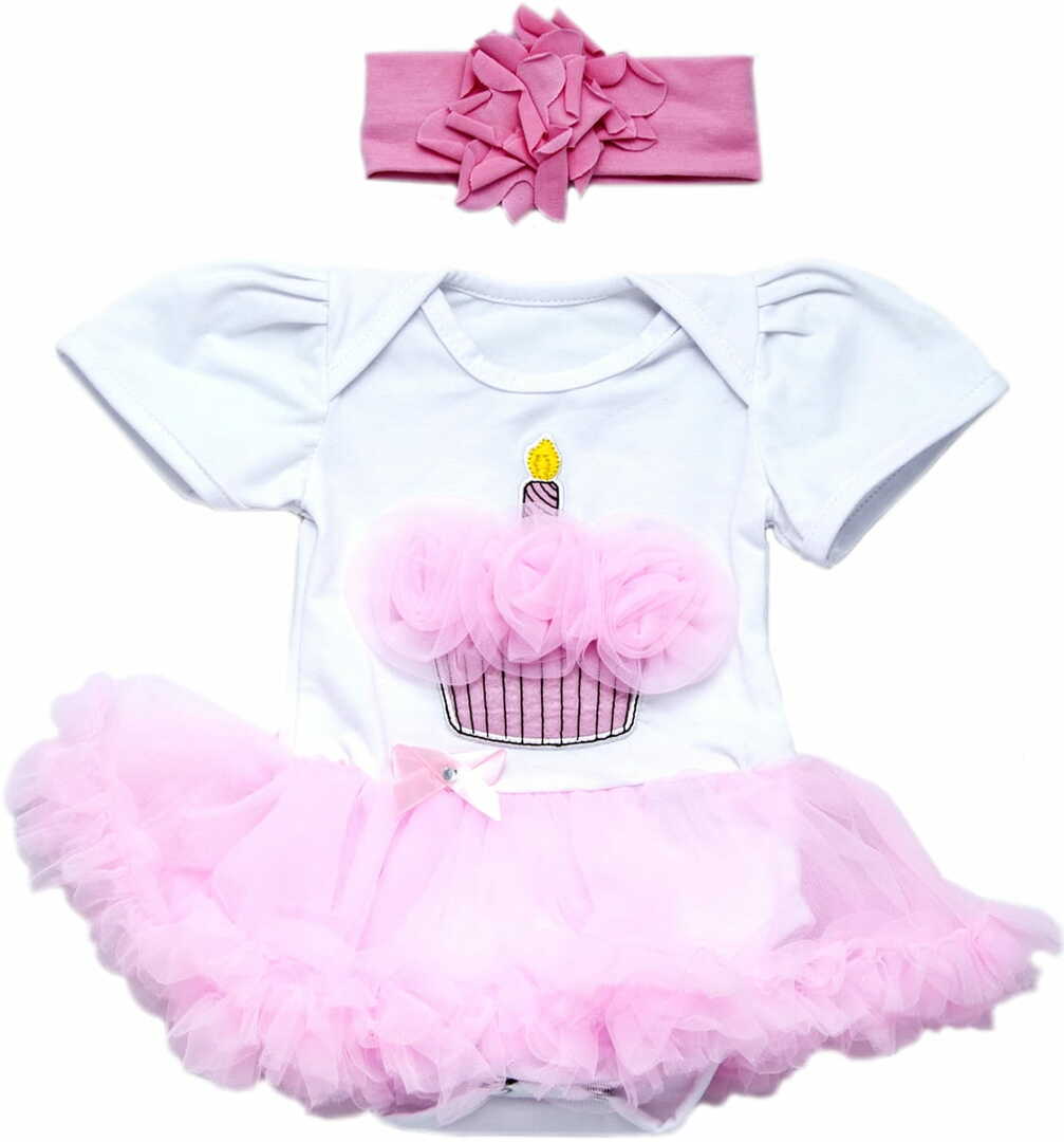 Kläder för REBORN KIDS dockor Set Cake - 55 cm (klänning -bodysuit, pannband)