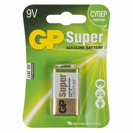 9V batteri GP Super Alkaline 1604A 6LR61, 1 stk. 550mAh