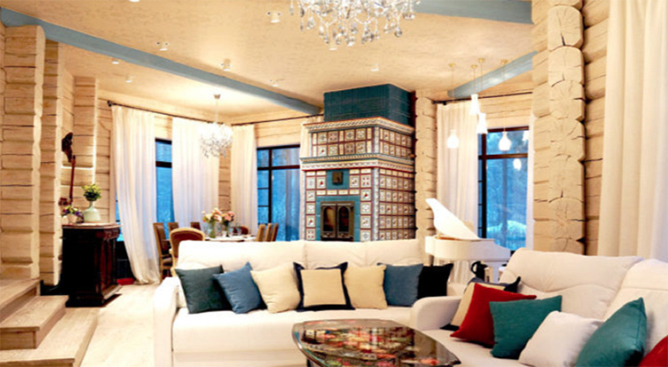 הכיריים בסלון משמשים כאובייקט אמנותי