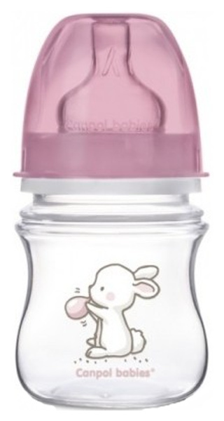 Flasche Canpol EasyStart Little Cuties PP Anti-Kolik 120 ml 35/218 Transparent / Pink