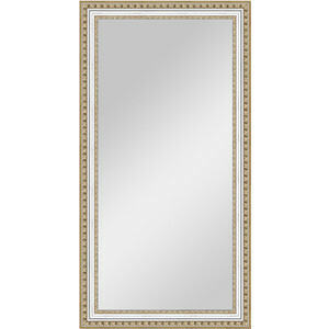 Mirror in a baguette frame Evoform Definite 55x105 cm, golden beads on silver 60 mm (BY 1057)