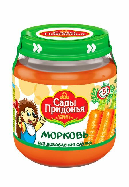Purê de legumes em pomares de cenouras sem açúcar a partir de 5 meses, 120g Sady Pridonya