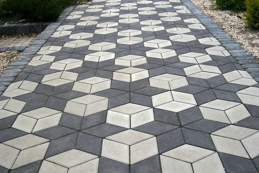 Rhombus tile on the walkway to the main entrance