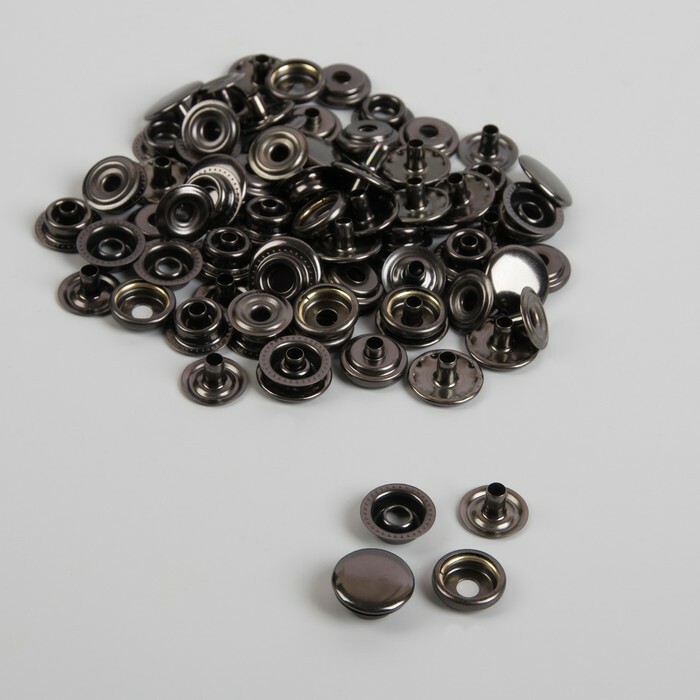 Trykknapper med rhinestones, d = 15 mm, svart nikkel