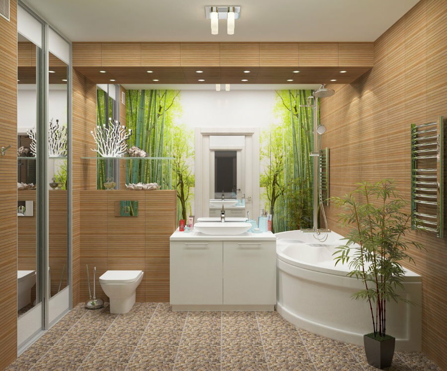 Brązowa łazienka w stylu ekologicznym