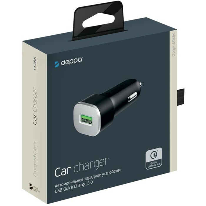 Car charger Deppa (11286) USB QC 3.0, black