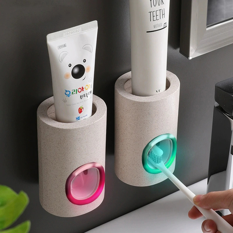 Otomatik Diş Macunu Dispenseri Toz Geçirmez Diş Fırçası Tutucu Duvara Montaj Standı Banyo Seti Aksesuarları