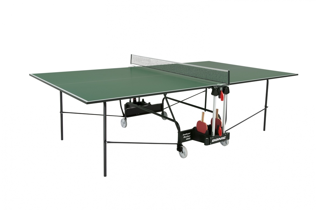 Table de ping-pong Donic Indoor Roller 400 vert avec filet 230284-B
