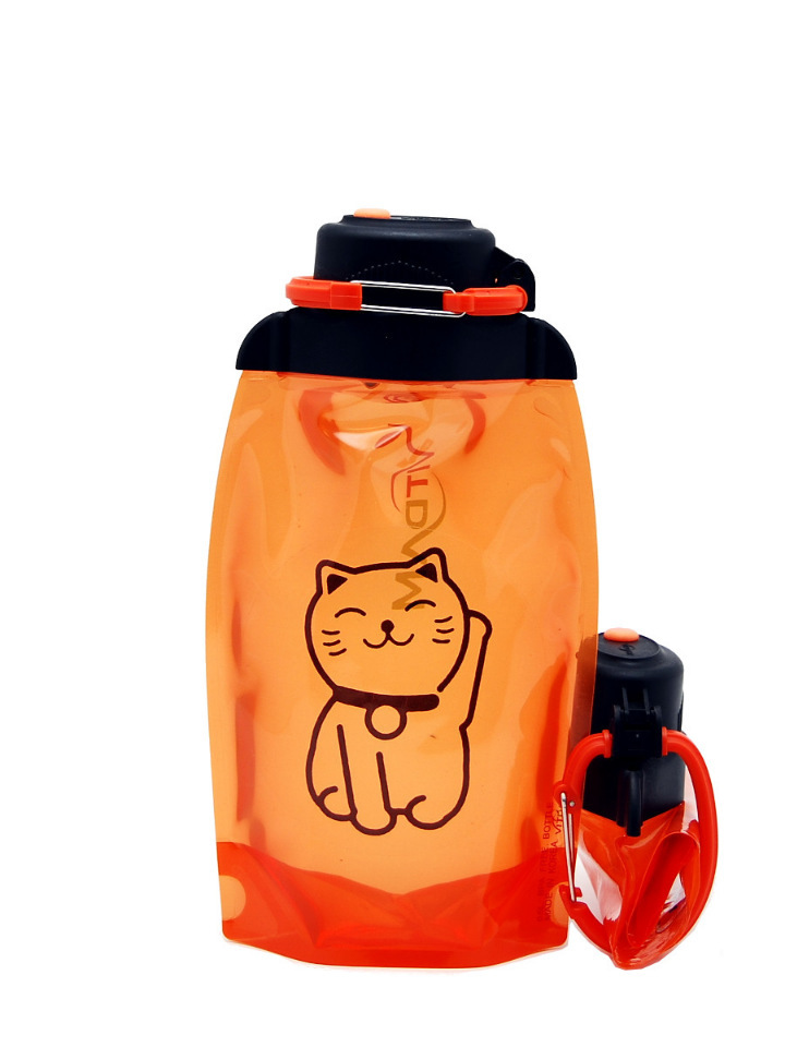 Skladacia ekologická fľaša, oranžová, objem 500 ml (článok B050ORS-1305) s obrázkom