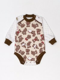 Bodysuit Provence, färg: ecru, mönster: björnar, finish: brun, dekor: spets, höjd 86-92 cm