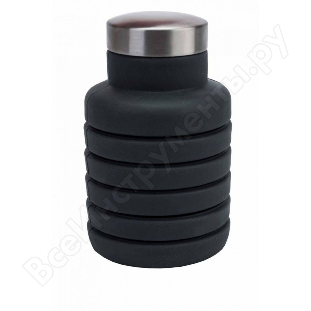 „Bradex“ silikoninis sulankstomas vandens butelis su dangteliu 500 ml, tamsiai pilkas tk 0269