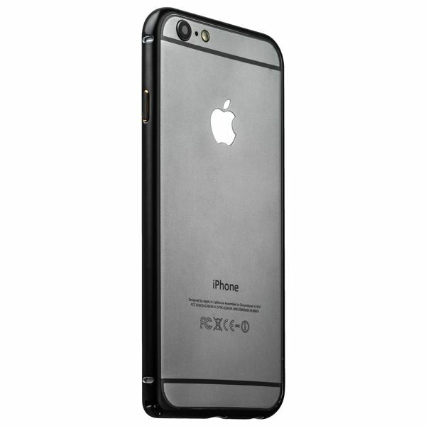Kotelo-puskuri iBacks Essence Alumiinipuskuri Apple iPhone 6 / 6S -alumiinille, musta