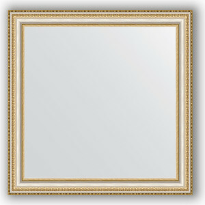 Ogledalo v okvirju baget Evoform Definite 65x65 cm, zlate kroglice na srebru 60 mm (BY 0782)