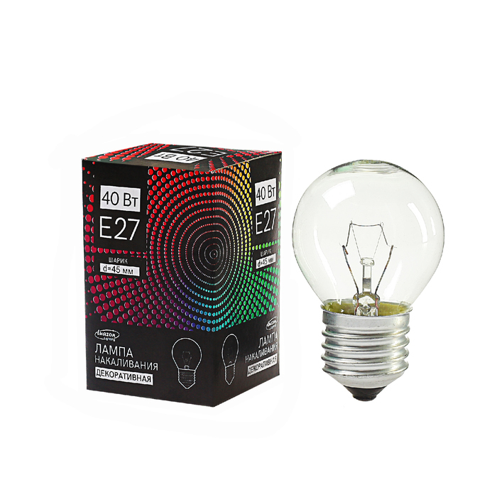 Incandescent lamp Luazon Lighthing E27, 40W, for belt light, transparent, 220V