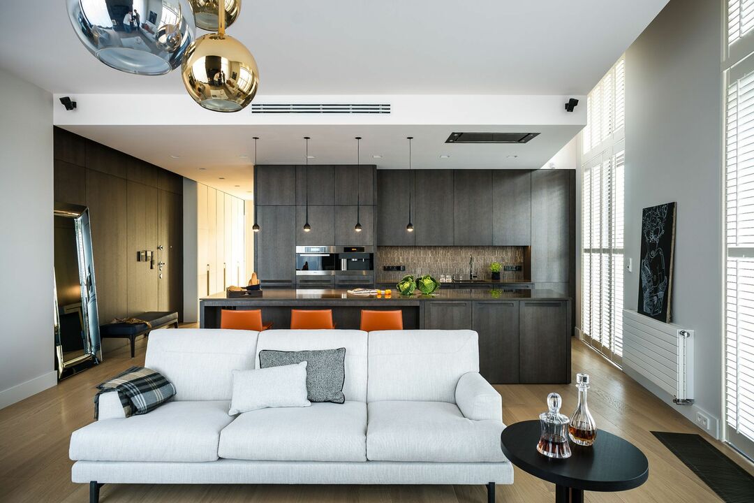 Moderná kuchyňa-obývacia izba