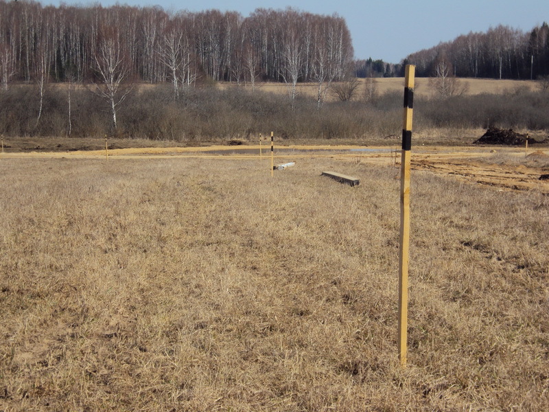 Boundary posts on the border of the land