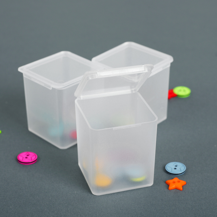 Recipientes de armazenamento de itens pequenos, 3 * 3 * 5,5 cm, 3 peças, cor transparente