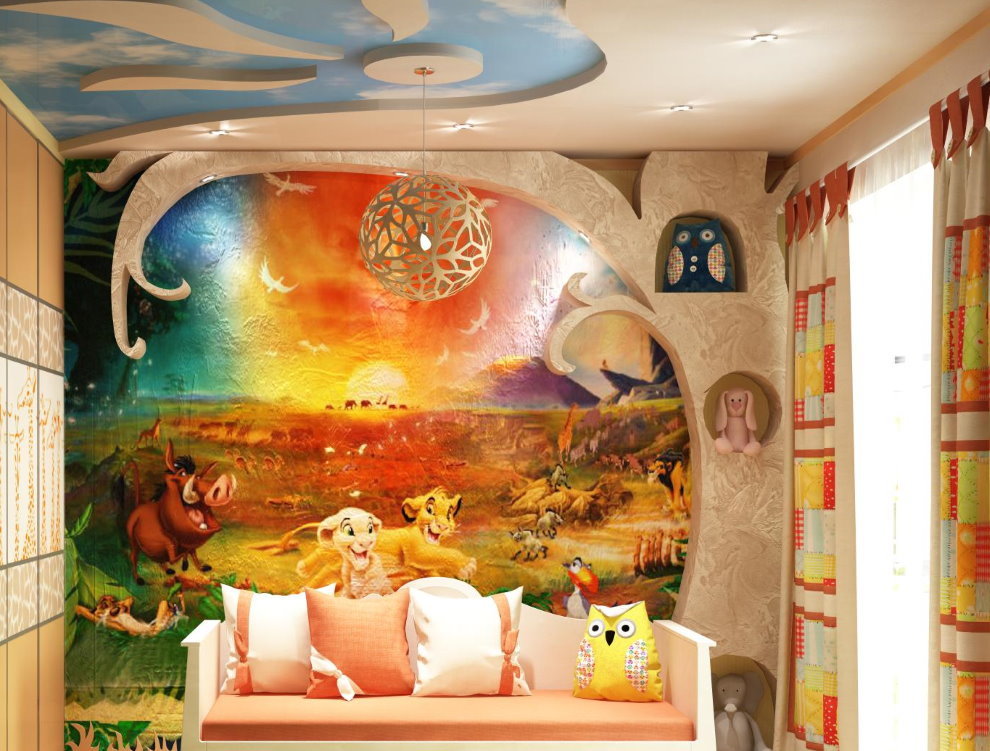 Spherical chandelier in the children's fairy tale style