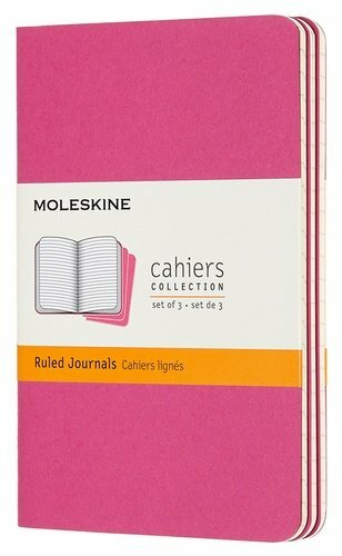 Moleskine -muistikirja, Moleskine CAHIER JOURNAL Tasku 90x140 mm, pahvikansi 64p. viivain vaaleanpunainen neon (3kpl)