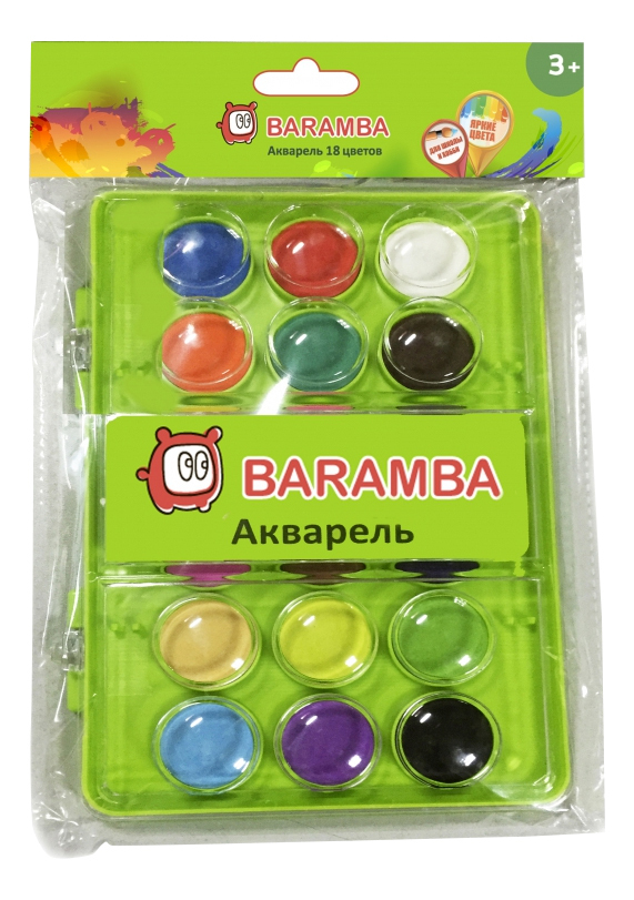 Akwarelowe suche tabletki Baramba 18 kolorów