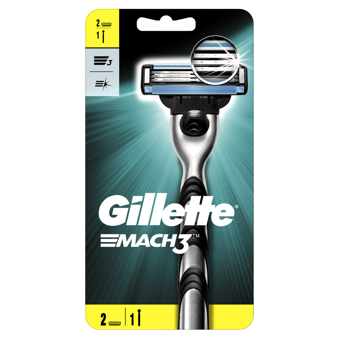Gillette Mach3 barbermaskine til mænd med 2 udskiftningskassetter