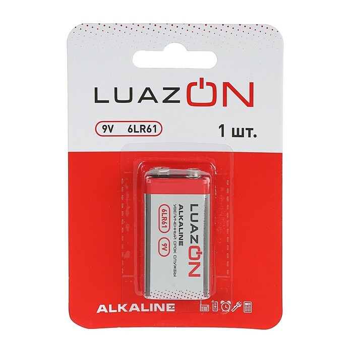 סוללת אלקליין Luazon, 6LR61, 9V, שלפוחית, 1 יחידה.