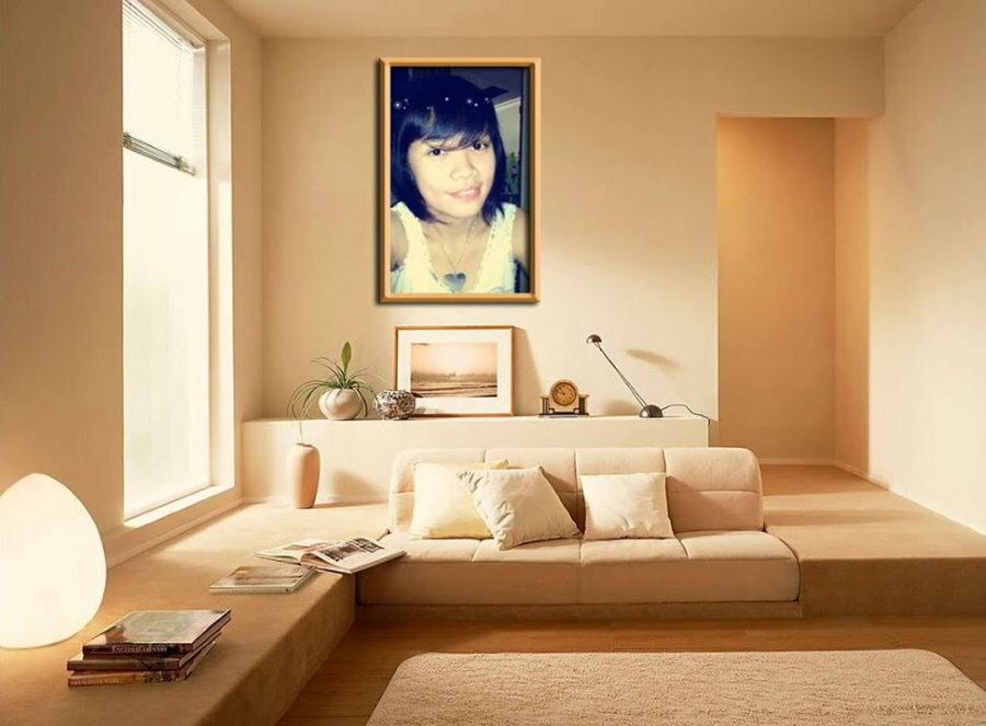 Béžová obývacia izba v minimalistickom štýle