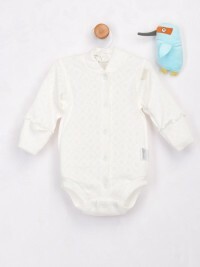 Bodysuits til nyfødte Tender alder. Åbent ribana, størrelse: 62-68 cm, farve: ecru, mønster: rhombuses