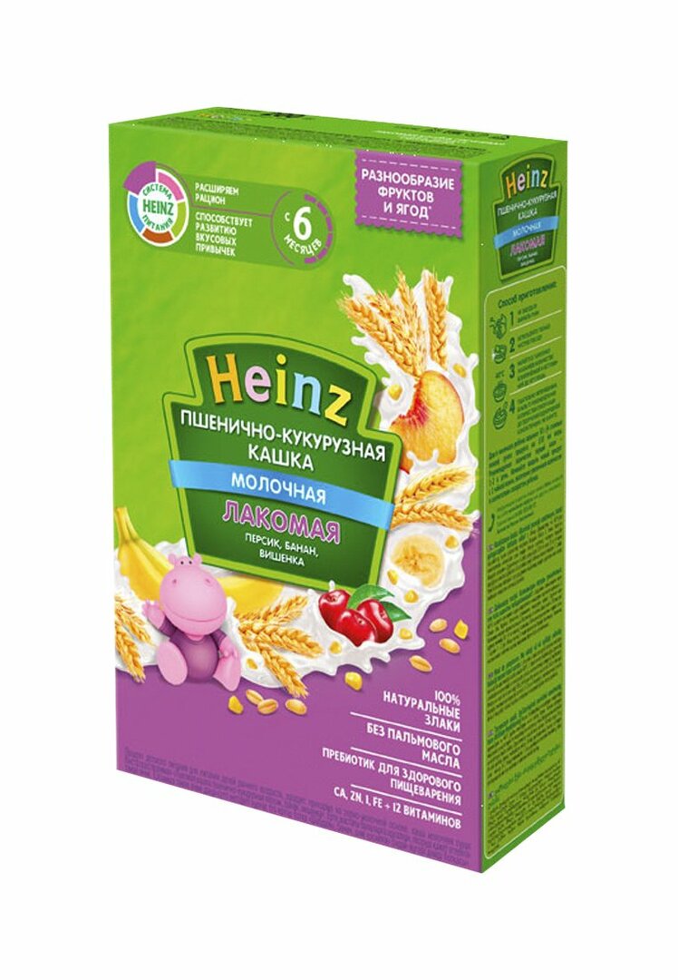 Heinz pap heerlijke pap 200g mol millet-kukur pers, banaan, kers vanaf 6 maanden Heinz