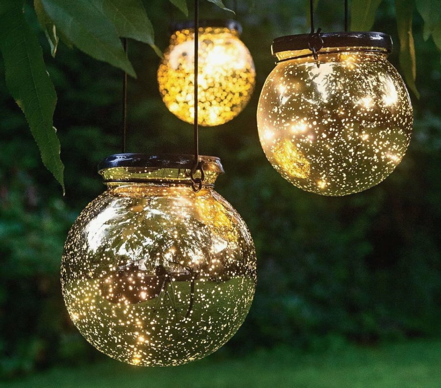 Lampes à suspension de jardin en pot de verre