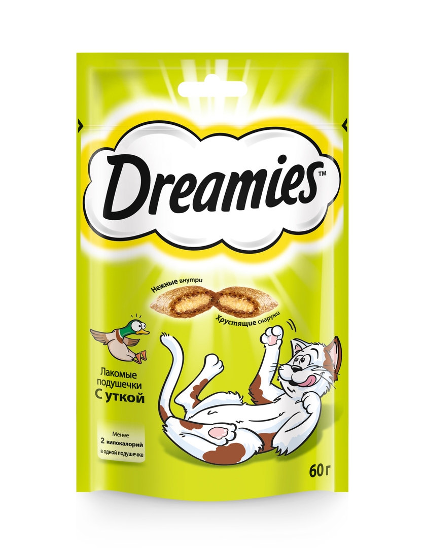 Dulce Dreamies para gatos adultos con pato, 60g