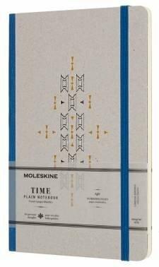 Poznámkový blok Moleskine, 240 s. 13 * 21 cm limitovaná edícia ČASOVÉ ZÁLOHY Veľký kartónový obal, pravítko, modré