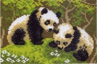 Kit de punto de cruz Dibujo sobre lienzo. Pandas