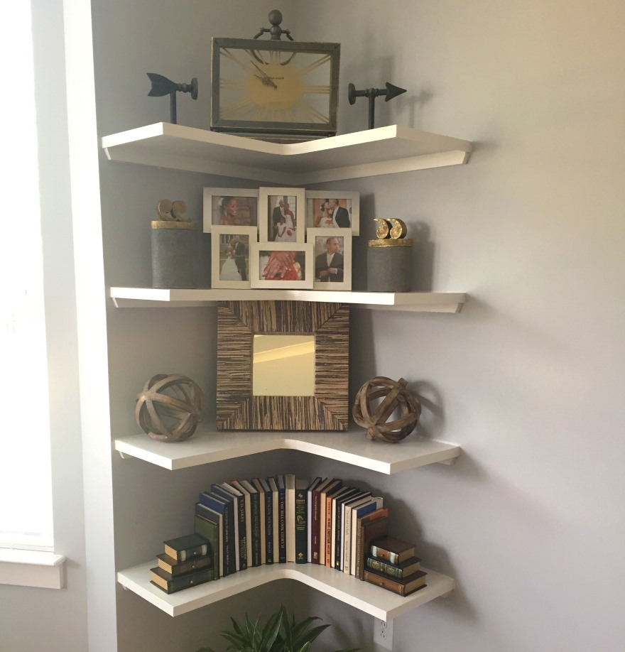 Simple corner shelves for living room decor
