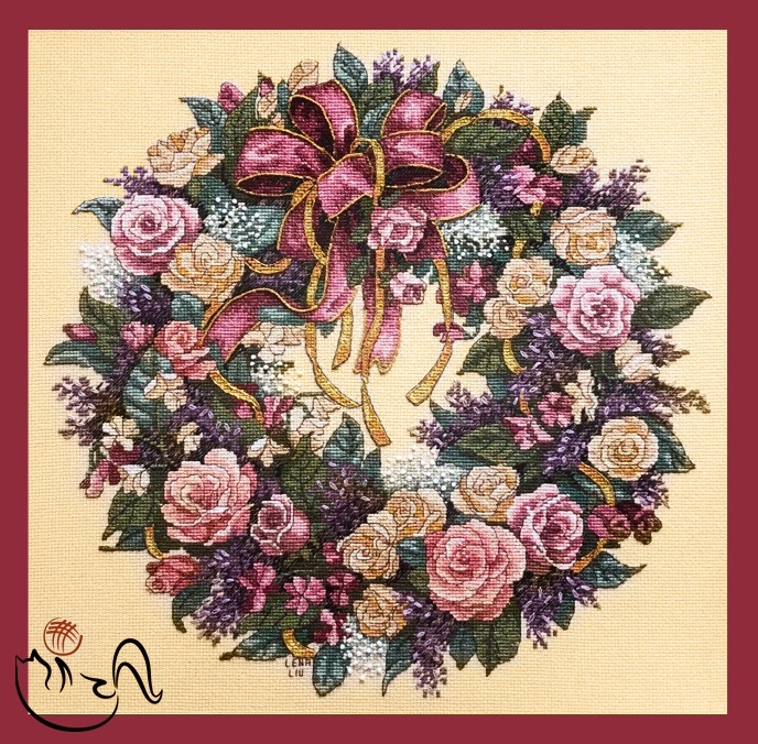 DIMENSIONES kit de bordado art. DMS-70-003837 Corona de rosas 41x41 cm