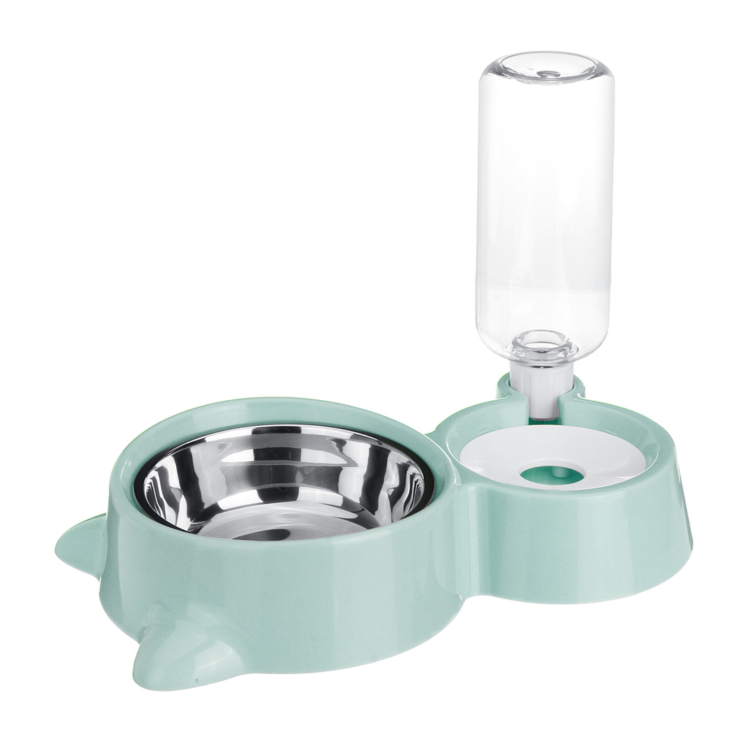 Automatic Pet Dog Cat Smart Food Water Feeder Bowl Dish W / 500ml Bottle Drink