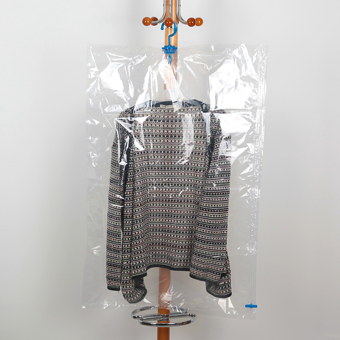 Vákuumzsák ruhák tárolására horoggal 60x90 cm