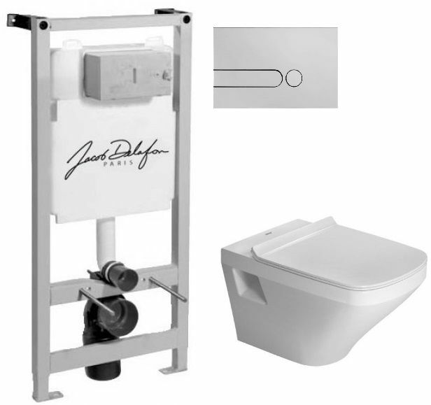 Stenski toaletni set Duravit Durastyle 2536090000 + 0063790000 + instalacijski sistem Jacob Delafon E5504-NF + E4326-CP