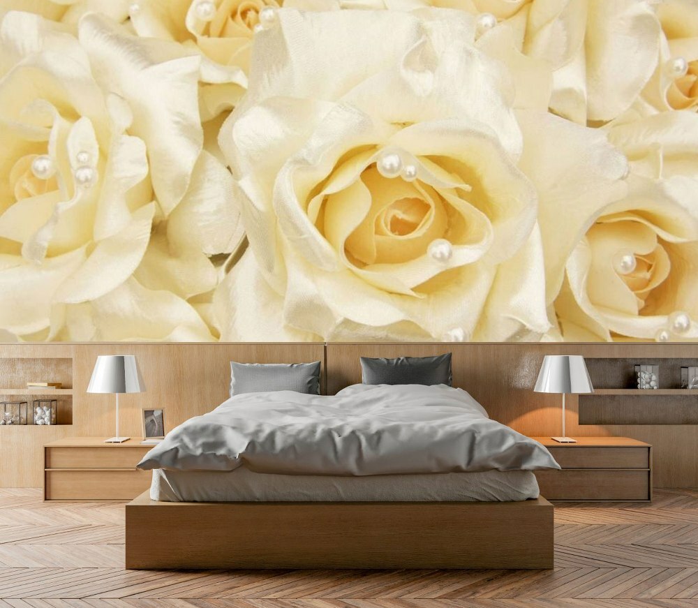 carta da parati nella foto delle rose della camera da letto